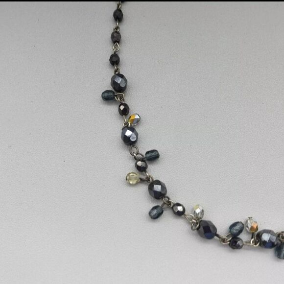 Robert Rose Necklace Black Iridescent Beaded Strand 15 Inch - Picture 4 of 7